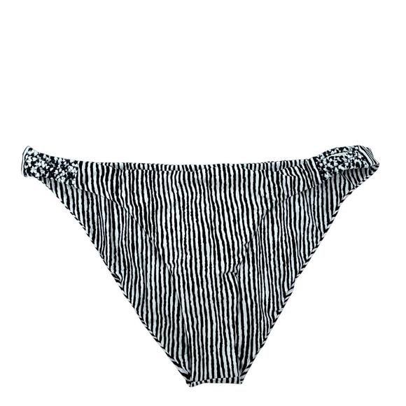 Volcom Women's Stripe Away Hipster Bikini Bottom Black / White Large NWT - Picture 3 of 5
